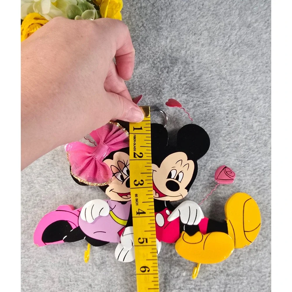 Disney Mickey and Minnie Mouse Wood Wall Hanging Key Holder Love Heart Decor Y2K